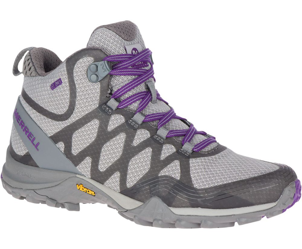 Merrell Boots Grey/Purple - Siren 3 Mid Waterproof - Womens 54YBDGCXT